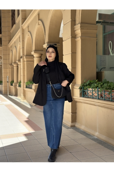 Maxi Denim Skirt 2.0 in Medium Blue Maxi Denim Skirt 2.0 in Medium Blue